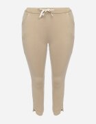 queene Pantaloni Bej Skinny cu șnur în talie și buzunare Irfana