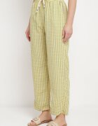 queene Pantaloni Galbeni cu Imprimeu Geometric cu Talie Înaltă Lolla