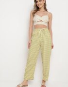queene Pantaloni Galbeni cu Imprimeu Geometric cu Talie Înaltă Lolla