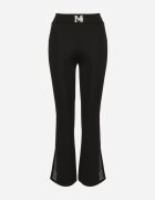 queene Pantaloni Negri Evazați cu Talie Înaltă Decorați cu Litere Lavivias