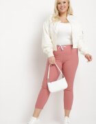 queene Pantaloni roz închis High Waist cu șnur la talie Istmena