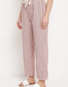 queene Pantaloni Roz-Negru cu Print Geometric cu Talie Înaltă Lolla