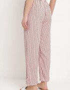 queene Pantaloni Roz-Negru cu Print Geometric cu Talie Înaltă Lolla