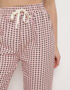 queene Pantaloni Roz-Negru cu Print Geometric cu Talie Înaltă Lolla