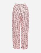 queene Pantaloni Roz-Negru cu Print Geometric cu Talie Înaltă Lolla