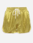 queene Pantaloni scurți Galbeni cu talie înaltă cu elastic în talie și cu lampase Timakella