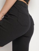 queene Pantaloni scurți negri tip ciclistă din bumbac și legătură decorativă Fenelia