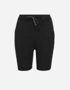 queene Pantaloni scurți negri tip ciclistă din bumbac și legătură decorativă Fenelia