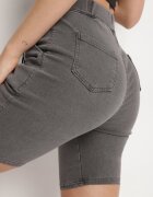 queene Pantaloni scurți tip ciclism gri închis din bumbac și legătură decorativă Fenelia