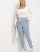queene Pantaloni Skinny albastru deschis cu șnur în talie și buzunare Irfana