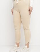queene Pantaloni Skinny bej deschis cu șnur în talie și buzunare Irfana