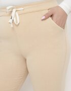queene Pantaloni Skinny bej deschis cu șnur în talie și buzunare Irfana