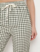 queene Pantaloni Verde-Albi cu talie înaltă și elastic în talie Korolla