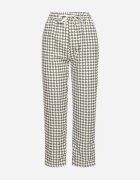 queene Pantaloni Verde-Albi cu talie înaltă și elastic în talie Korolla