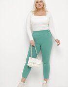 queene Pantaloni verde deschis cu talie înaltă lungime 7/8 cu Zirconii Aineth