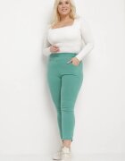 queene Pantaloni verde deschis cu talie înaltă lungime 7/8 cu Zirconii Aineth