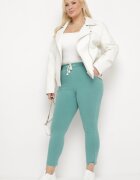 queene Pantaloni Verde deschis Skinny cu șnur în talie și buzunare Irfana