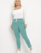 queene Pantaloni Verde deschis Skinny cu șnur în talie și buzunare Irfana