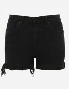 r.display Pantaloni scurți din denim Negri cu Bumbac și Talie Înaltă Decorați cu rupturi Vimaselle