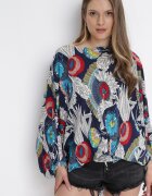 r&f fashion Bluză Bleumarin 3-în-1 Salopetă și Pantaloni cu Imprimeu Floral Floressa