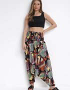 r&f fashion Bluză Negru-Verde 3în1 Salopetă și Pantaloni cu Model Geometric și Picioare Largi Madelinn
