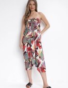 r&f fashion Bluză Salopetă și Pantaloni 3 în 1 Roșu-Verde cu Model Geometric și Cu Picioare Lărgi Madelinn