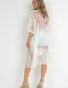 r&f fashion Cardigan bej deschisă cu plasă brodată cu mâneci largi Shwe
