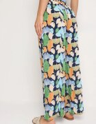 r&f fashion Pantaloni bleumarin florali din viscoză cu croială largă cu talie înaltă și elastic în talie Cenonea