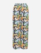 r&f fashion Pantaloni bleumarin florali din viscoză cu croială largă cu talie înaltă și elastic în talie Cenonea