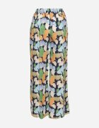 r&f fashion Pantaloni bleumarin florali din viscoză cu croială largă cu talie înaltă și elastic în talie Cenonea
