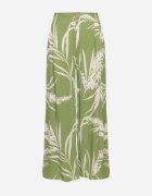 r&f fashion Pantaloni Culotte din viscoză verde deschis cu talie înaltă și elastic în talie decorați cu frunze Vimarissa