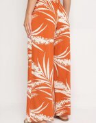 r&f fashion Pantaloni Culotte Portocalii din Viscoză cu Talie Înaltă și Bandă Elastică în Talie Decorați cu Frunze Vimarissa