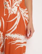 r&f fashion Pantaloni Culotte Portocalii din Viscoză cu Talie Înaltă și Bandă Elastică în Talie Decorați cu Frunze Vimarissa
