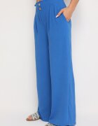 r&f fashion Pantaloni Largi Albaștri Harem cu Talie Înaltă și Elastic în Talie Rissanas