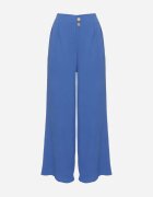 r&f fashion Pantaloni Largi Albaștri Harem cu Talie Înaltă și Elastic în Talie Rissanas
