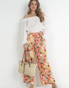 r&f fashion Pantaloni Largi Mentă-Roșii cu Imprimeu Floral Hamara