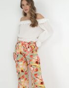 r&f fashion Pantaloni Largi Mentă-Roșii cu Imprimeu Floral Hamara