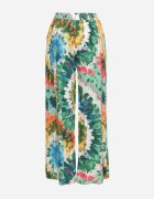 r&f fashion Pantaloni Largi Verde-Albastru din Viscoză și Talie Înaltă cu Model Tie-Dye și Elastic în Talie Halflea