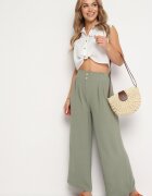 r&f fashion Pantaloni Largi Verde închis Aladdin cu Talie Înaltă și Elastic în Talie Rissanas