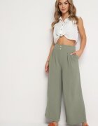 r&f fashion Pantaloni Largi Verde închis Aladdin cu Talie Înaltă și Elastic în Talie Rissanas