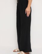 r&f fashion Pantaloni Negri Largi tip Aladdin cu Talie Înaltă și cu elastic în talie Rissanas