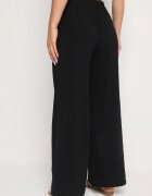 r&f fashion Pantaloni Negri Largi tip Aladdin cu Talie Înaltă și cu elastic în talie Rissanas
