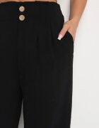 r&f fashion Pantaloni Negri Largi tip Aladdin cu Talie Înaltă și cu elastic în talie Rissanas