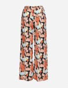 r&f fashion Pantaloni Portocaliu-Negru Floral Viscoză cu Croi Larg cu Talie Înaltă și Elastic în Talie Cenonea
