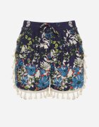 r&f fashion Pantaloni scurți bleumarin de bumbac cu elastic în talie decorate cu franjuri Idanesta