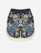 r&f fashion Pantaloni scurți bleumarin de bumbac cu elastic în talie decorate cu franjuri Idanesta
