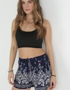 r&f fashion Pantaloni scurți bleumarin din bumbac cu elastic în talie și buzunare laterale Vozania