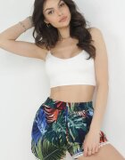 r&f fashion Pantaloni scurți Bleumarin din Viscoză cu Inserție de Dantelă Zedia