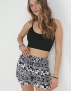 r&f fashion Pantaloni scurți Granat din bumbac cu elastic în talie și imprimeu cu elefanți Dirika