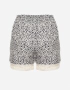 r&f fashion Pantaloni scurți largi bleumarin din Viscoză cu Imprimeu Floral cu Elastic în Talie și Ciucuri Vimaleia